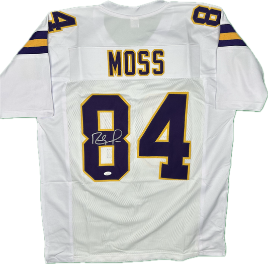 Randy Moss Autographed Minnesota White Custom Football Jersey (PIA/JSA)