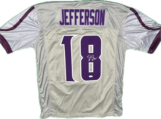 Justin Jefferson Signed Custom Grey Minnesota Football Jersey (JSA)