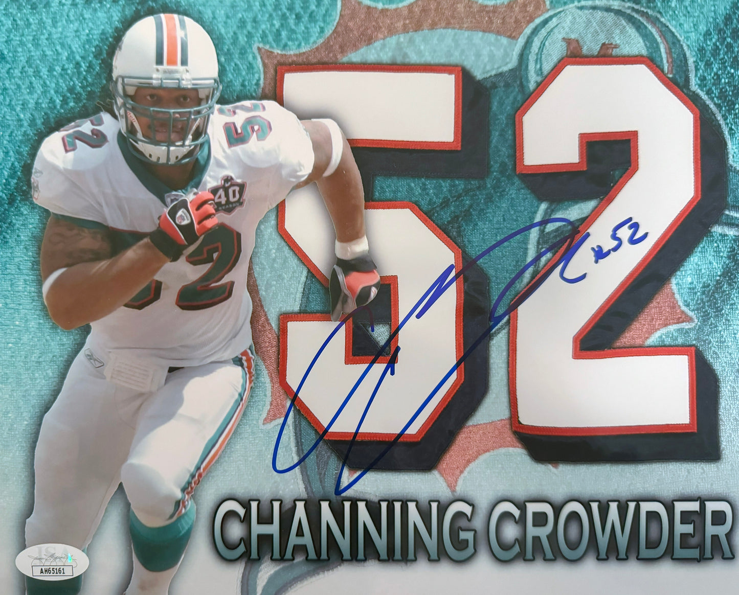 Channing Crowder Miami 8x10 Autographed Photo JSA