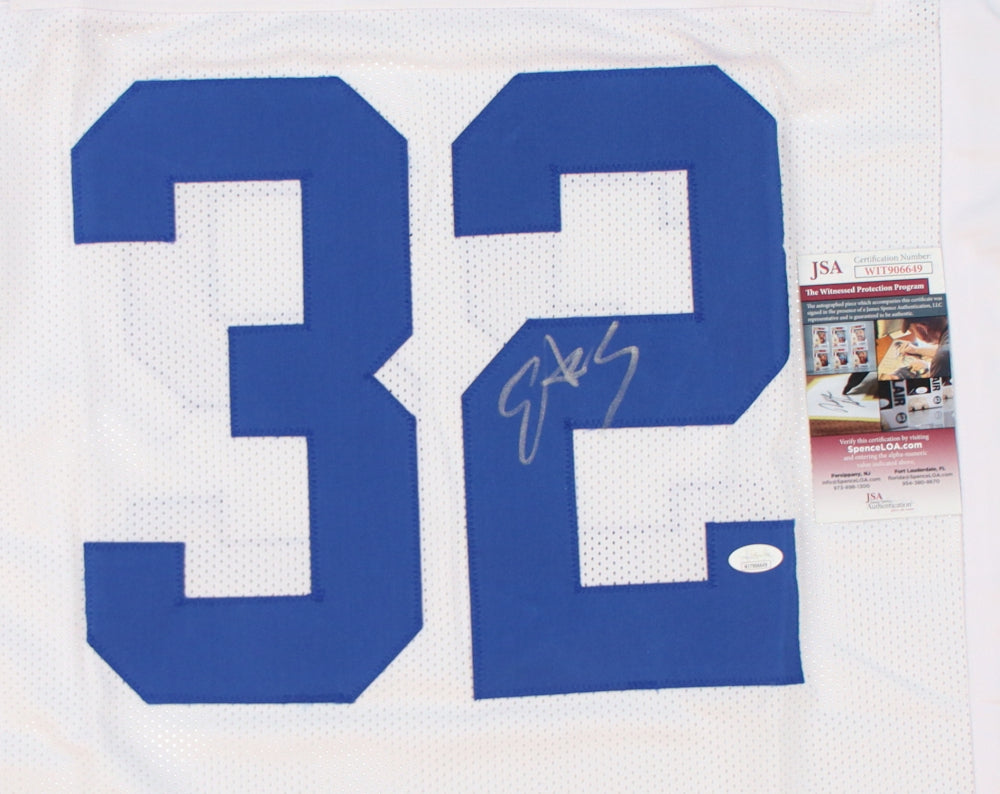Edgerrin James Signed Indianapolis White Football Jersey (JSA)
