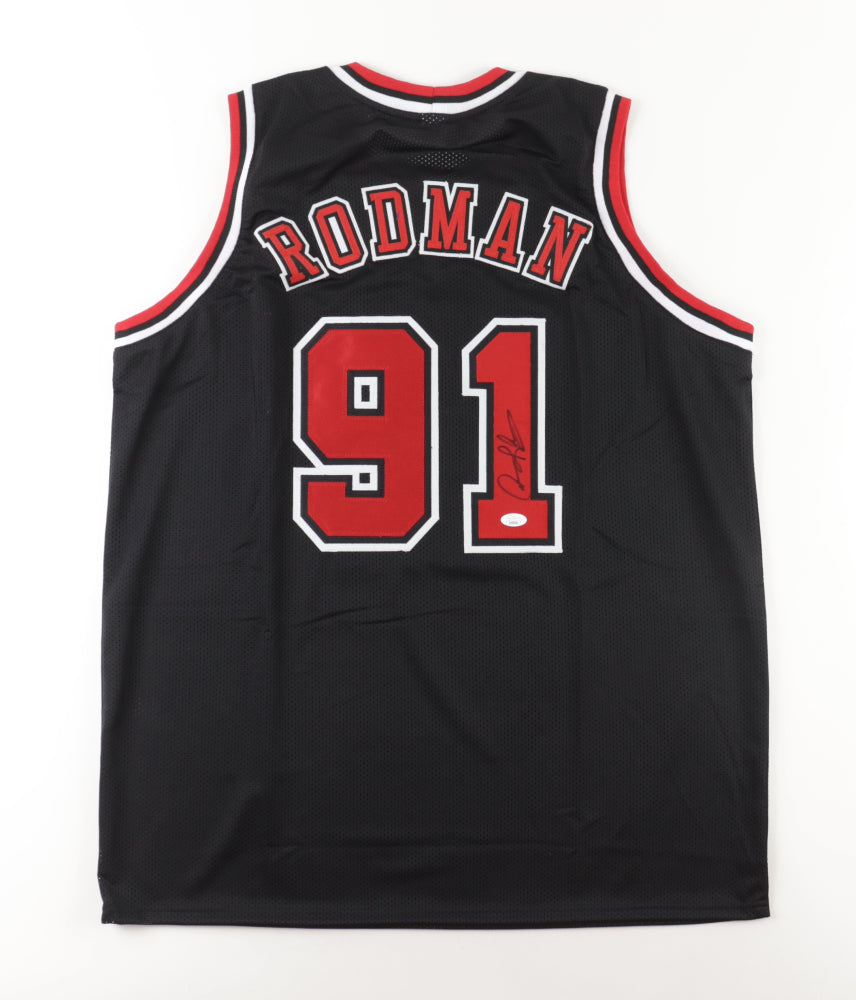 Dennis Rodman Black Custom Chicago Autographed Basketball Jersey (PIA)