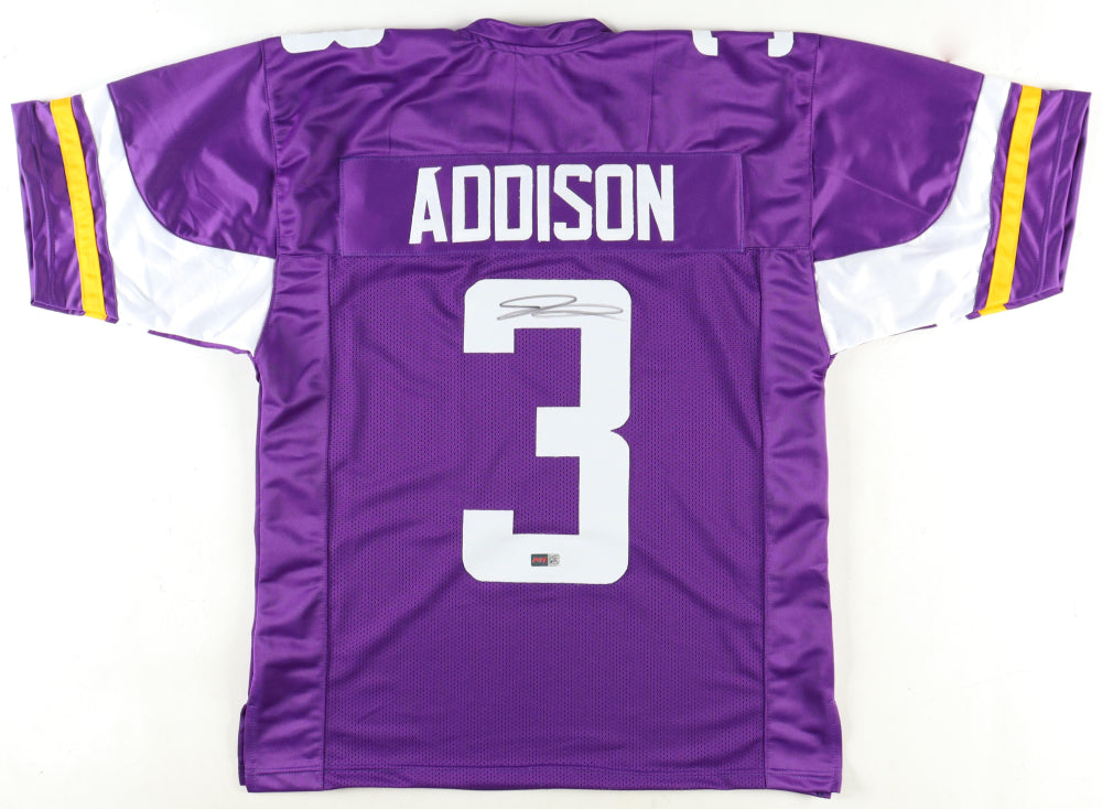 Jordan Addison Signed Vikings Custom Autographed Football Jersey (PIA)