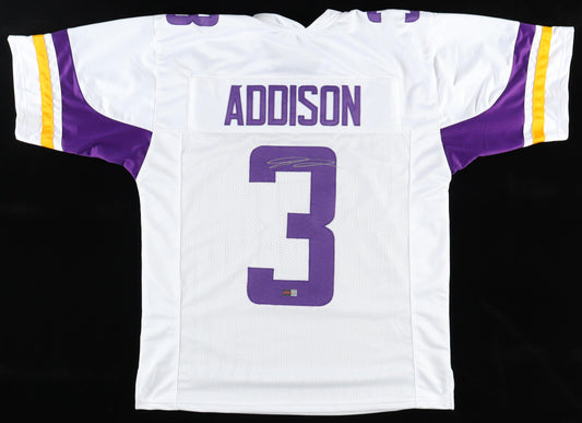 Jordan Addison Signed Vikings Custom Autographed Football Jersey (PIA)