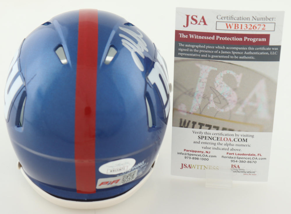 Jalin Hyatt Signed New York Blue Speed Mini Football Helmet (PIA/JSA)