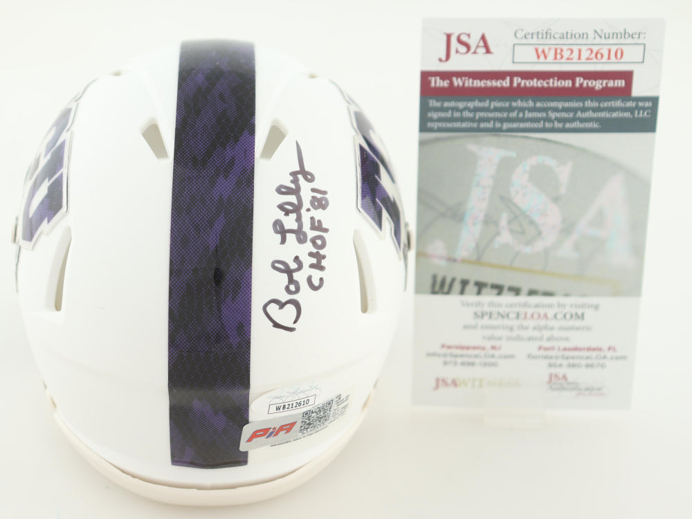 Bob Lilly Signed TCU White Speed Mini Football Helmet (PIA/JSA)