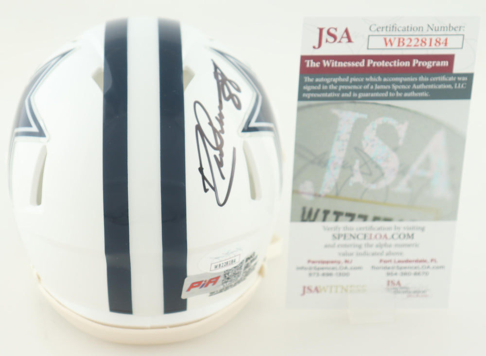 Drew Pearson Signed Dallas White Speed Mini Football Helmet (PIA/JSA)