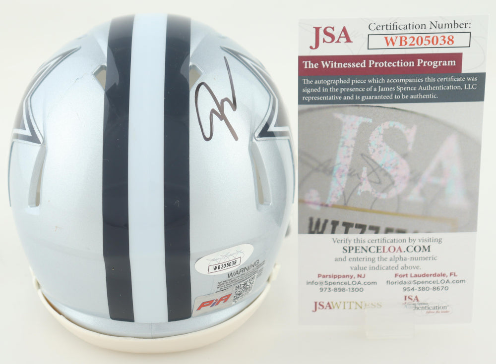 Juanyeh Thomas Signed Dallas Silver Speed Mini Football Helmet (PIA/JSA)