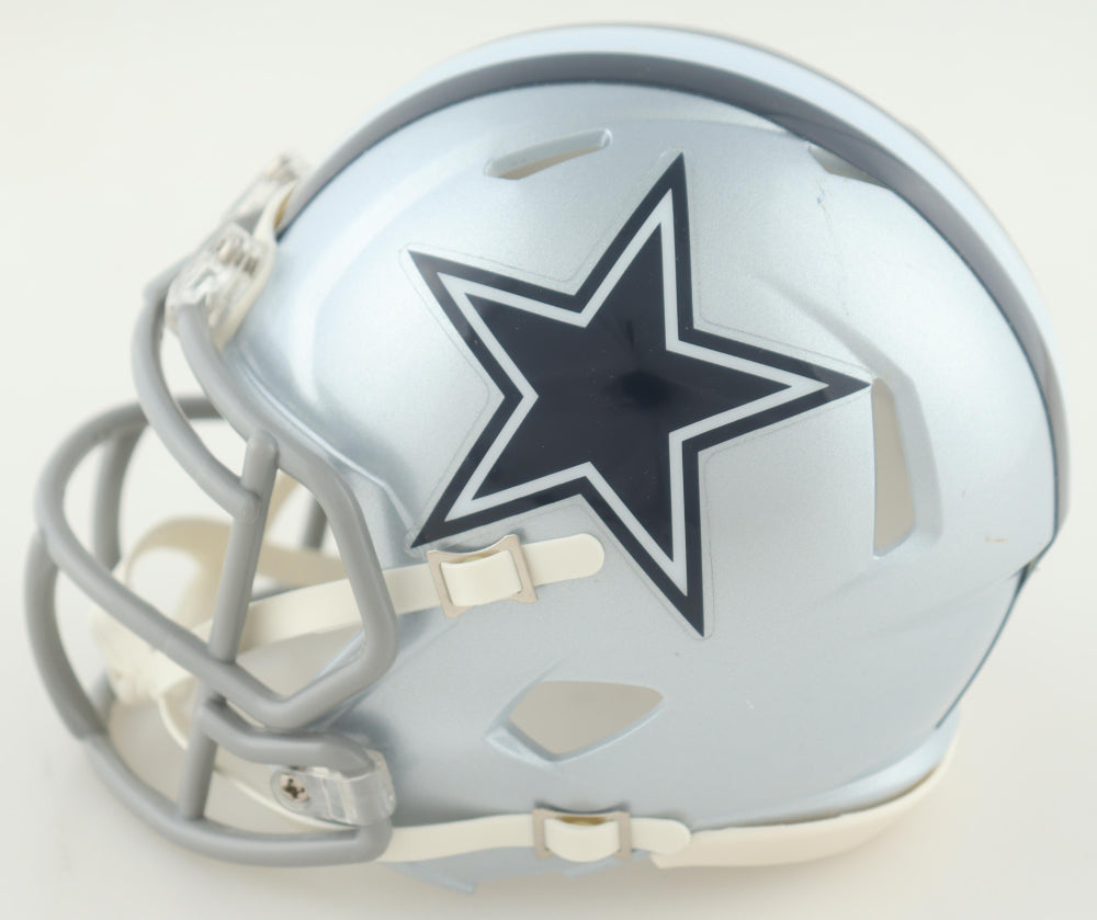 Juanyeh Thomas Signed Dallas Silver Speed Mini Football Helmet (PIA/JSA)