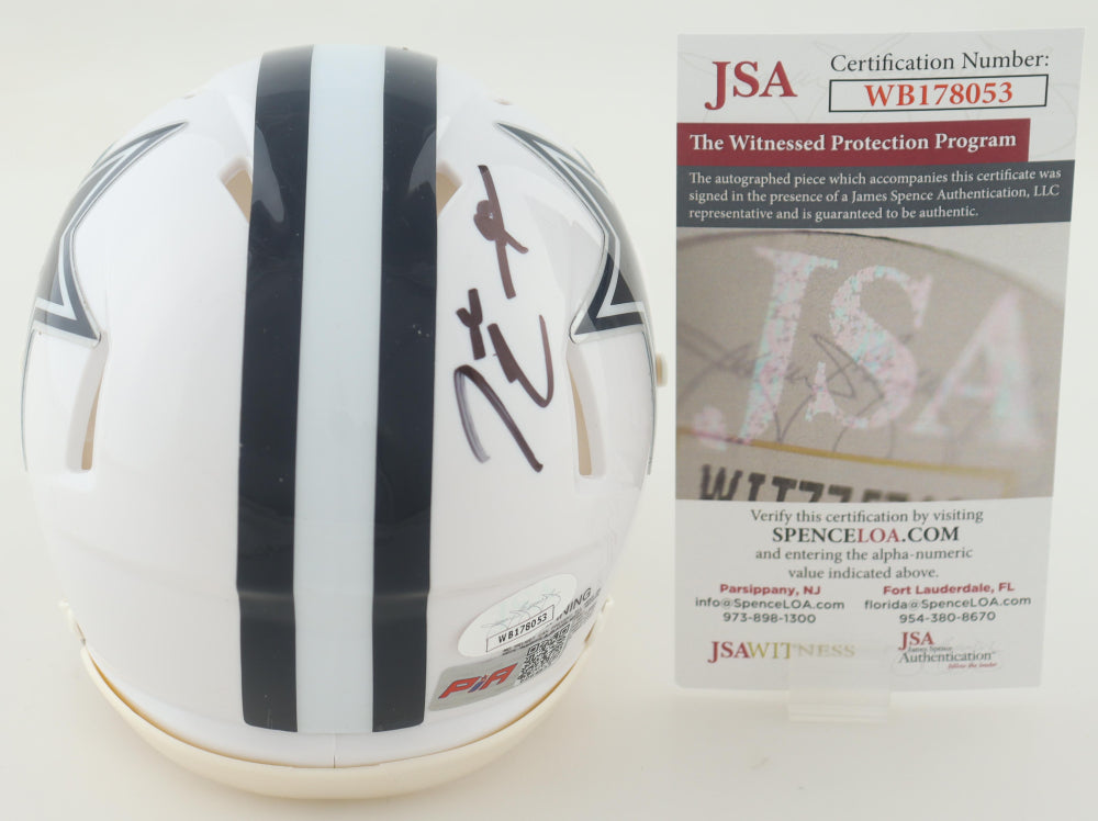 Demarcus Lawrence Signed Dallas White Speed Mini Football Helmet (PIA/JSA)