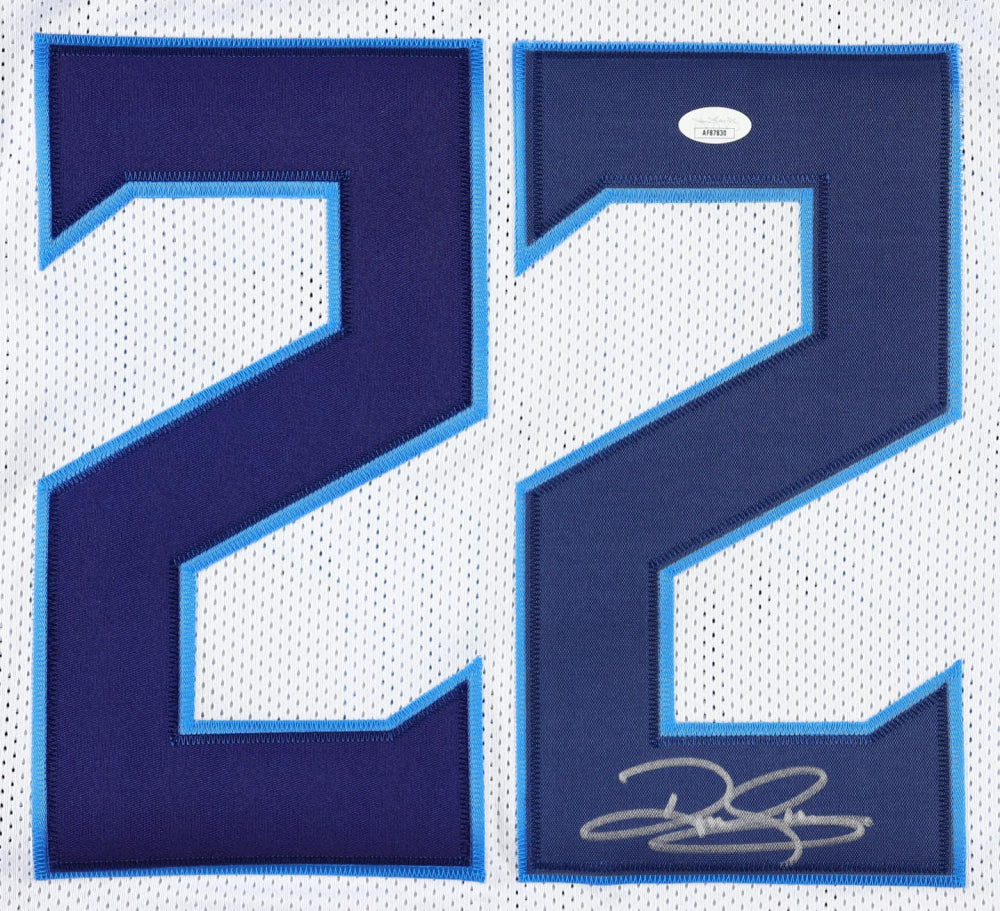 Derrick Henry Custom Tennessee Signed Football White Jersey JSA