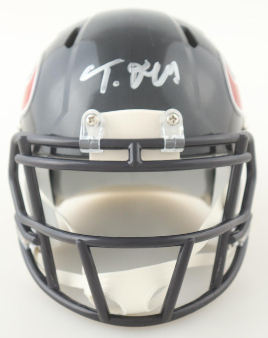 Tank Dell Houston Signed Mini Football Helmet (PIA)