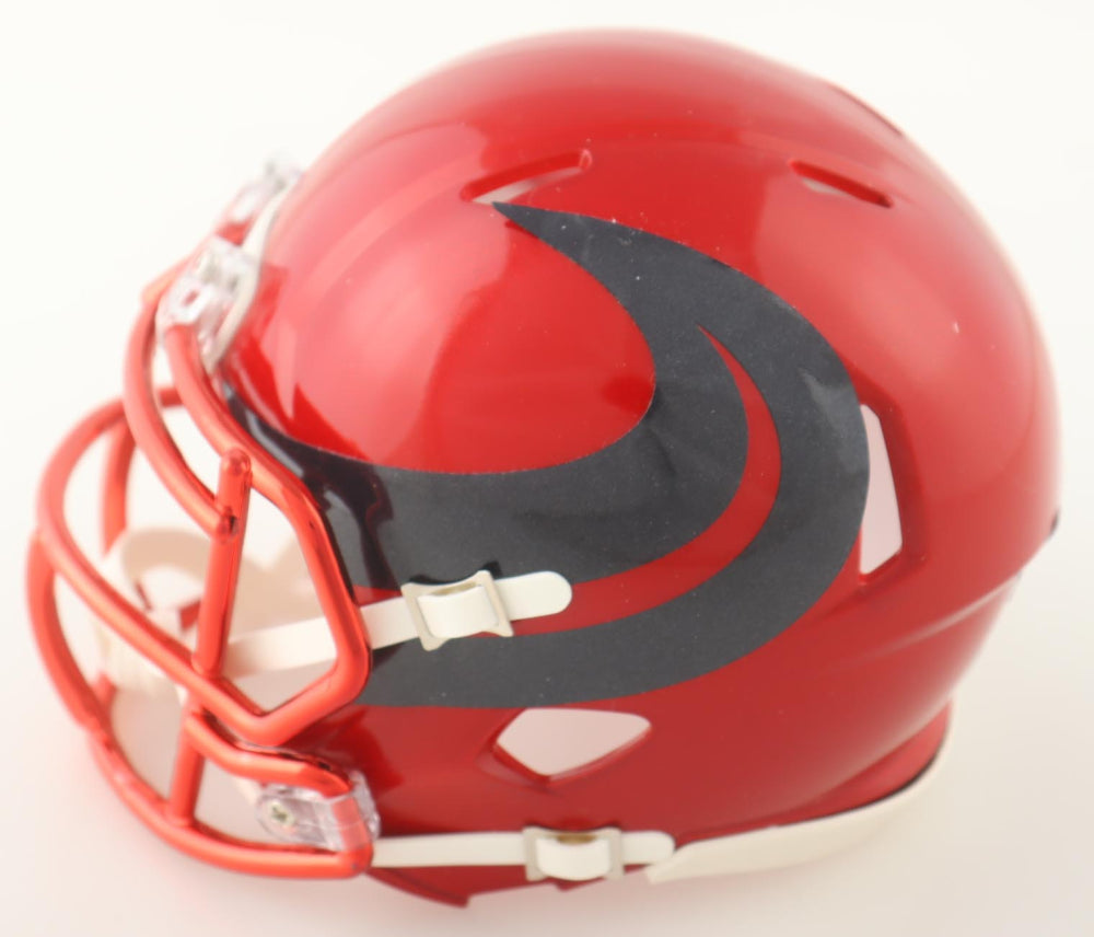 Tank Dell Houston Signed Mini Football Helmet Red ATL (PIA)