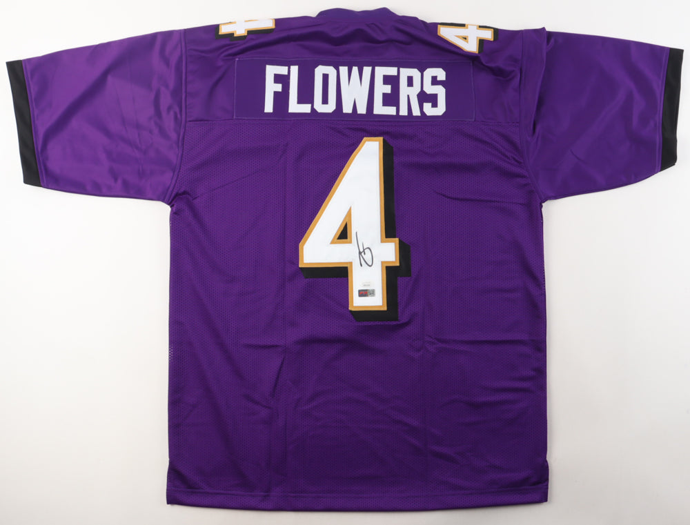 Zay Flowers Signed Baltimore Custom Football Jersey Purple  (PIA)