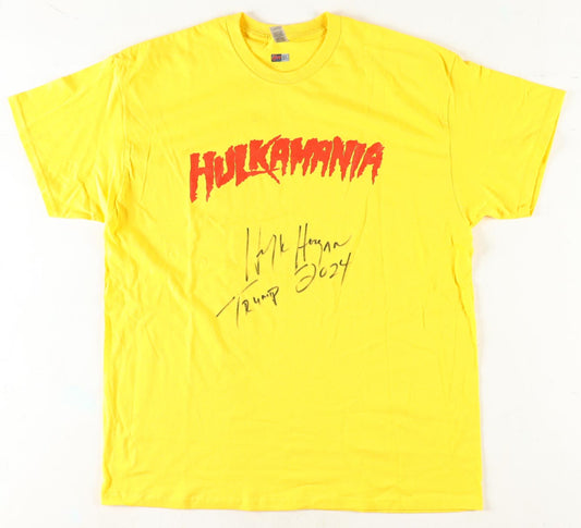 Hulk Hogan Custom Autographed Yellow Hulkmania Shirt (PIA/PSA) Trump 2024