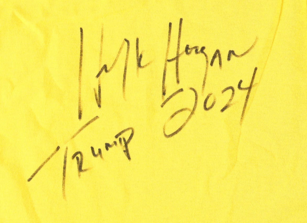 Hulk Hogan Custom Autographed Yellow Hulkmania Shirt (PIA/PSA) Trump 2024