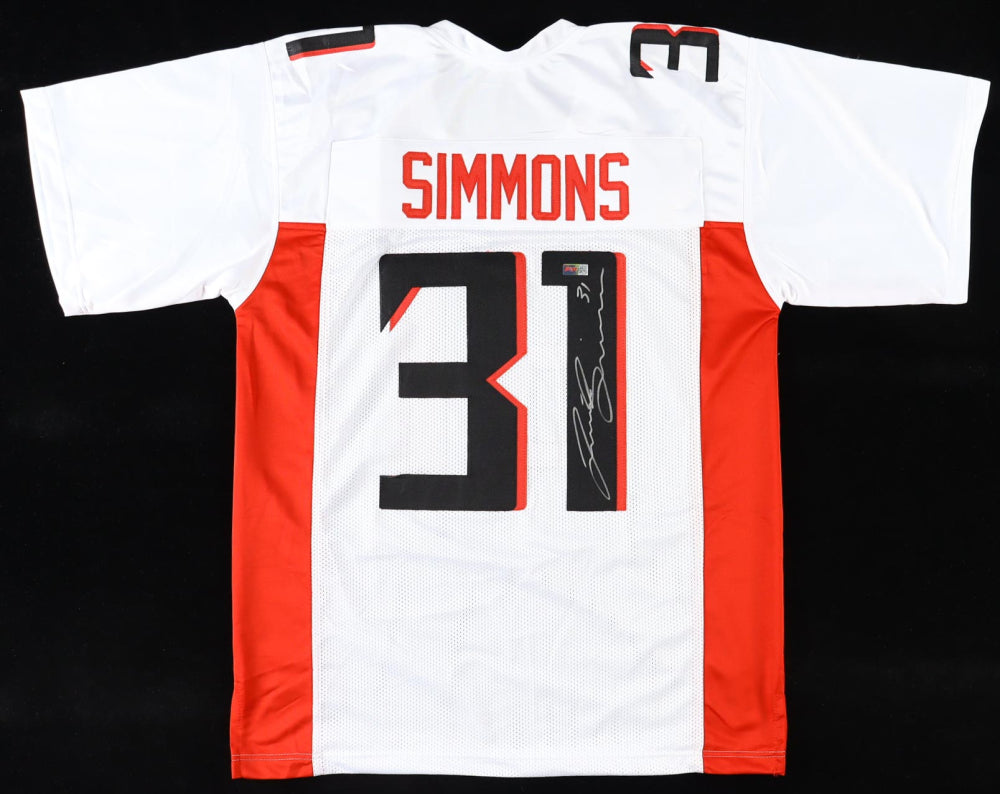 Justin Simmions Signed Atlanta White Football Jersey (PIA)