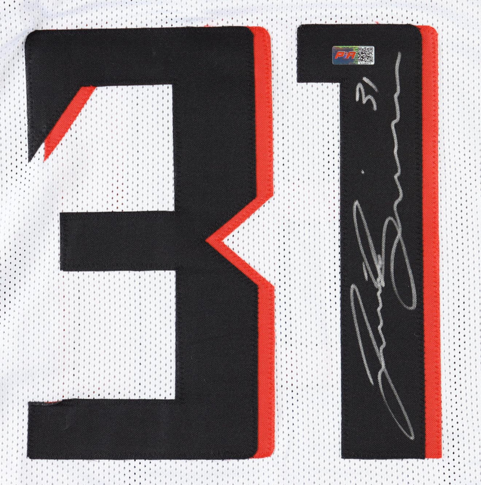 Justin Simmions Signed Atlanta White Football Jersey (PIA)