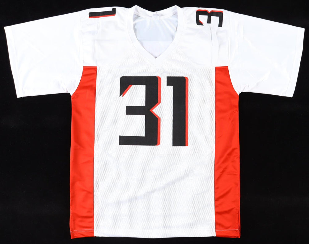 Justin Simmions Signed Atlanta White Football Jersey (PIA)