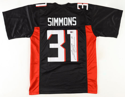 Justin Simmions Signed Atlanta Black Football Jersey (PIA)