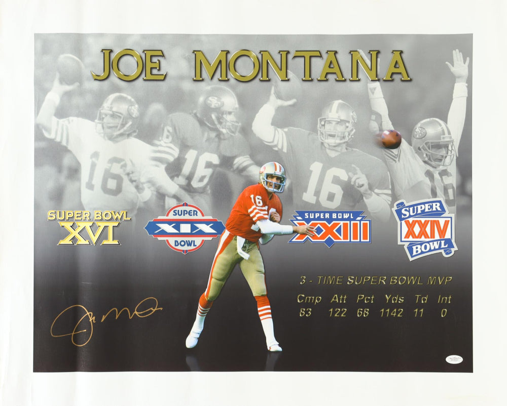 Joe Montana Signed San Francisco Autographed Canvas JSA