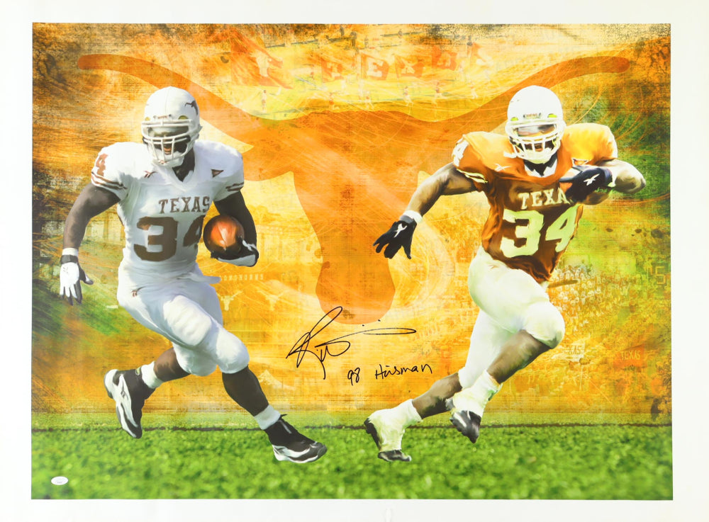 Ricky Williams Signed Texas Autographed Canvas JSA 98 Heisman