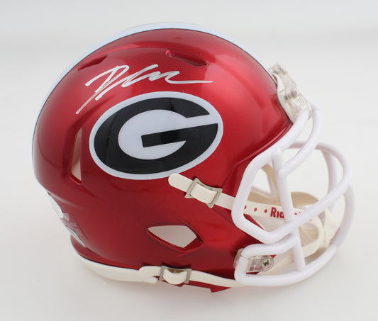 D'Andre Swift Georgia Signed Mini Football Helmet Flash (PIA)