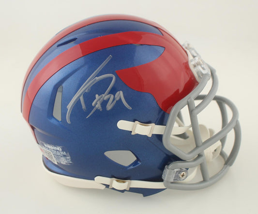 Tyrone Tracy Jr Signed New York  Throwback Mini Football Helmet (PIA)