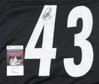 Troy Polamalu Signed Pittsburgh Black Custom Autographed Football Jersey (JSA)