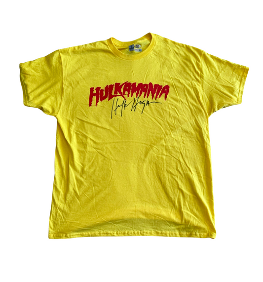 Hulk Hogan Custom Autographed Yellow Hulkmania Shirt (PIA/PSA)