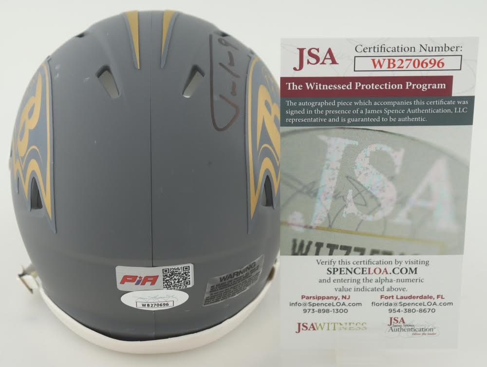 Justin Tucker Baltimore Slate Signed Mini Football Helmet (JSA & PIA)