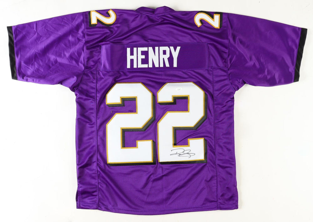Derrick Henry Baltimore Signed Football Purple Jersey JSA