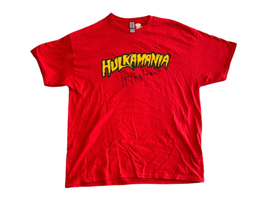 Hulk Hogan Custom Autographed Red Hulkmania Shirt (PIA/PSA)