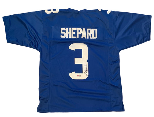 Sterling Shepard Custom New York Autographed Football Blue Jersey (JSA & PIA)