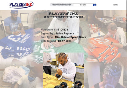 Julius Peppers Signed Chicago Mini Football Speed Helmet (PIA & JSA)