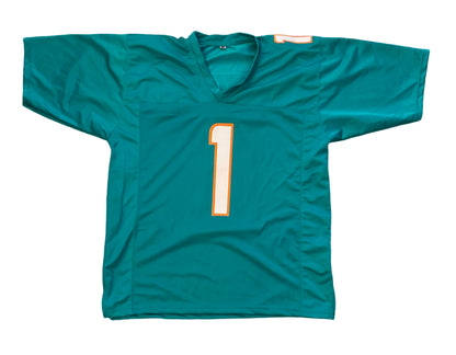 Tua Tagovailoa Custom Miami Autographed Football Jersey (JSA)
