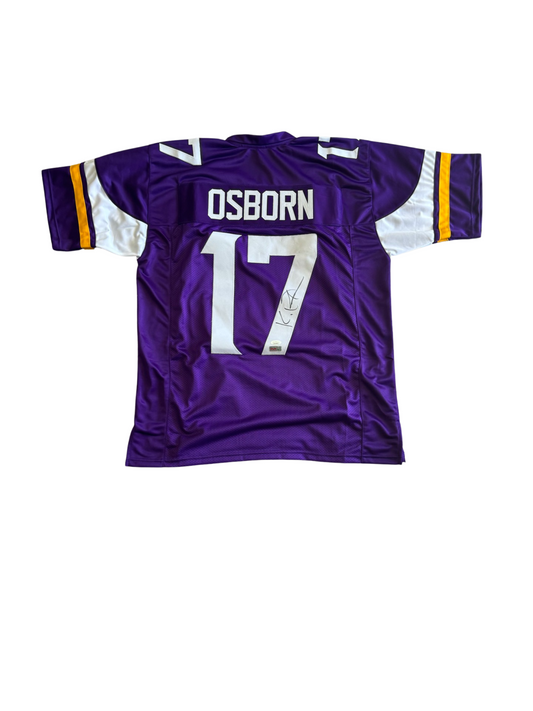 KJ Osborn Custom Minnesota Autographed purple Football Jersey (PIA/JSA)