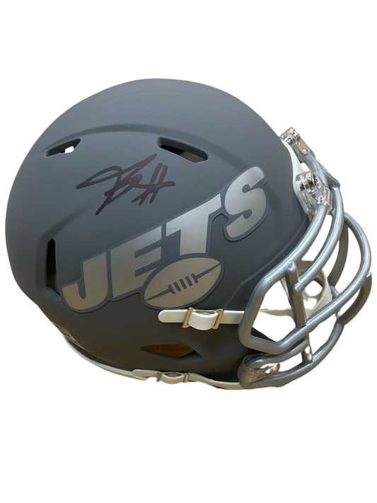 Breece Hall New York Jets Slate Signed Mini Football Helmet (JSA & PIA)
