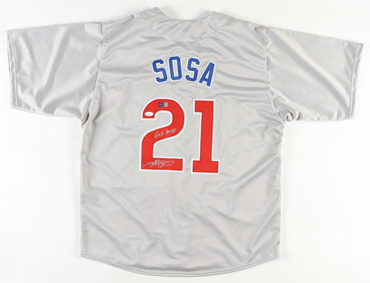 Sammy Sosa Signed Chicago Custom Autographed Gray Baseball Jersey (PIA & JSA) 609 HRS