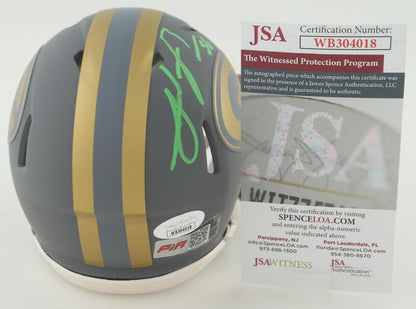Julius Peppers Signed Green Bay Mini Football Slate Helmet (PIA & JSA) Green ink