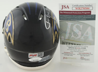 Justin Tucker Baltimore Black Speed Mini Football Helmet (JSA & PIA)