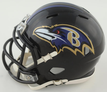 Justin Tucker Baltimore Black Speed Mini Football Helmet (JSA & PIA)