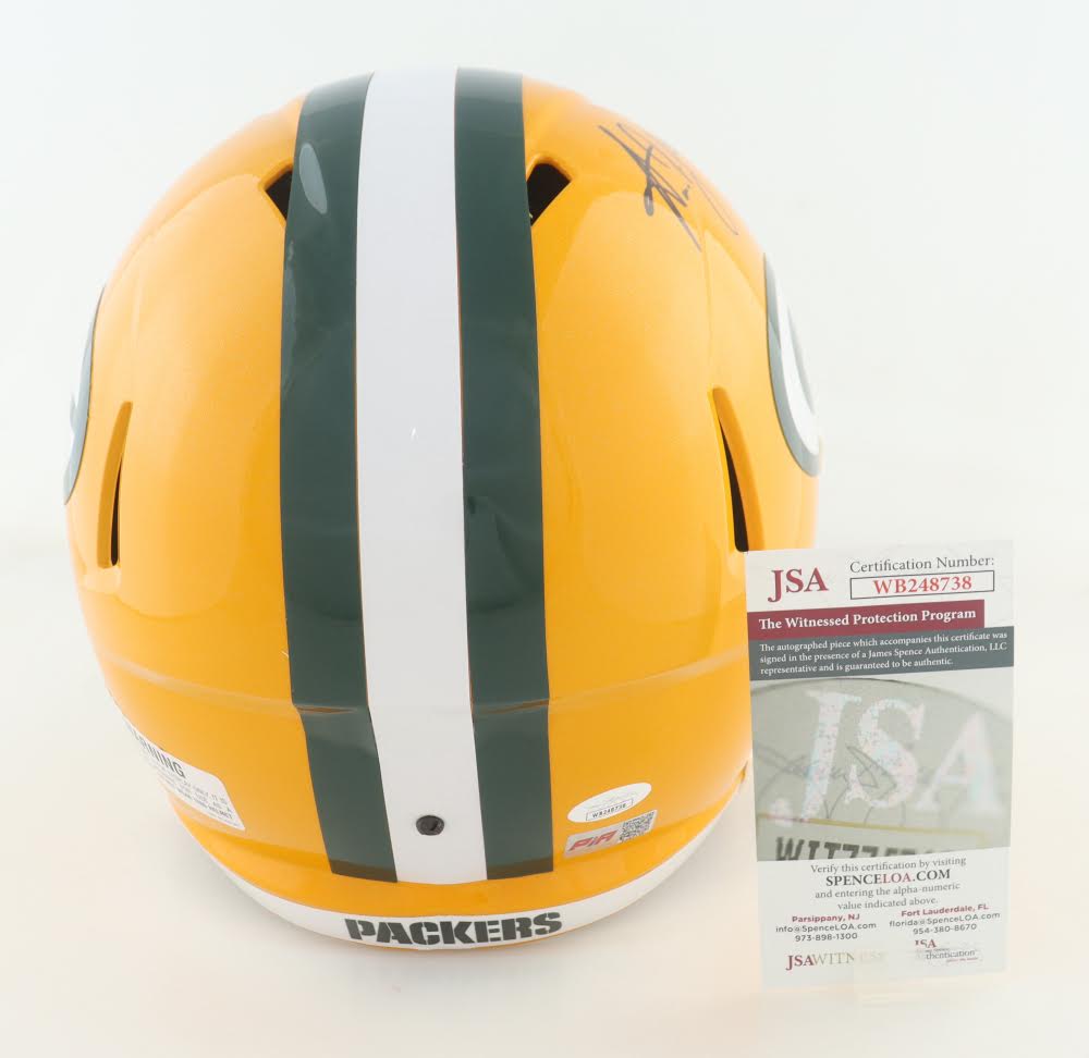Aaron Jones Signed Green Bay Speed Mini Football Helmet (JSA & PIA)