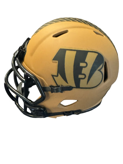 Ja’Marr Chase Cincinnati STS Tan Mini Football Helmet (JSA & PIA)