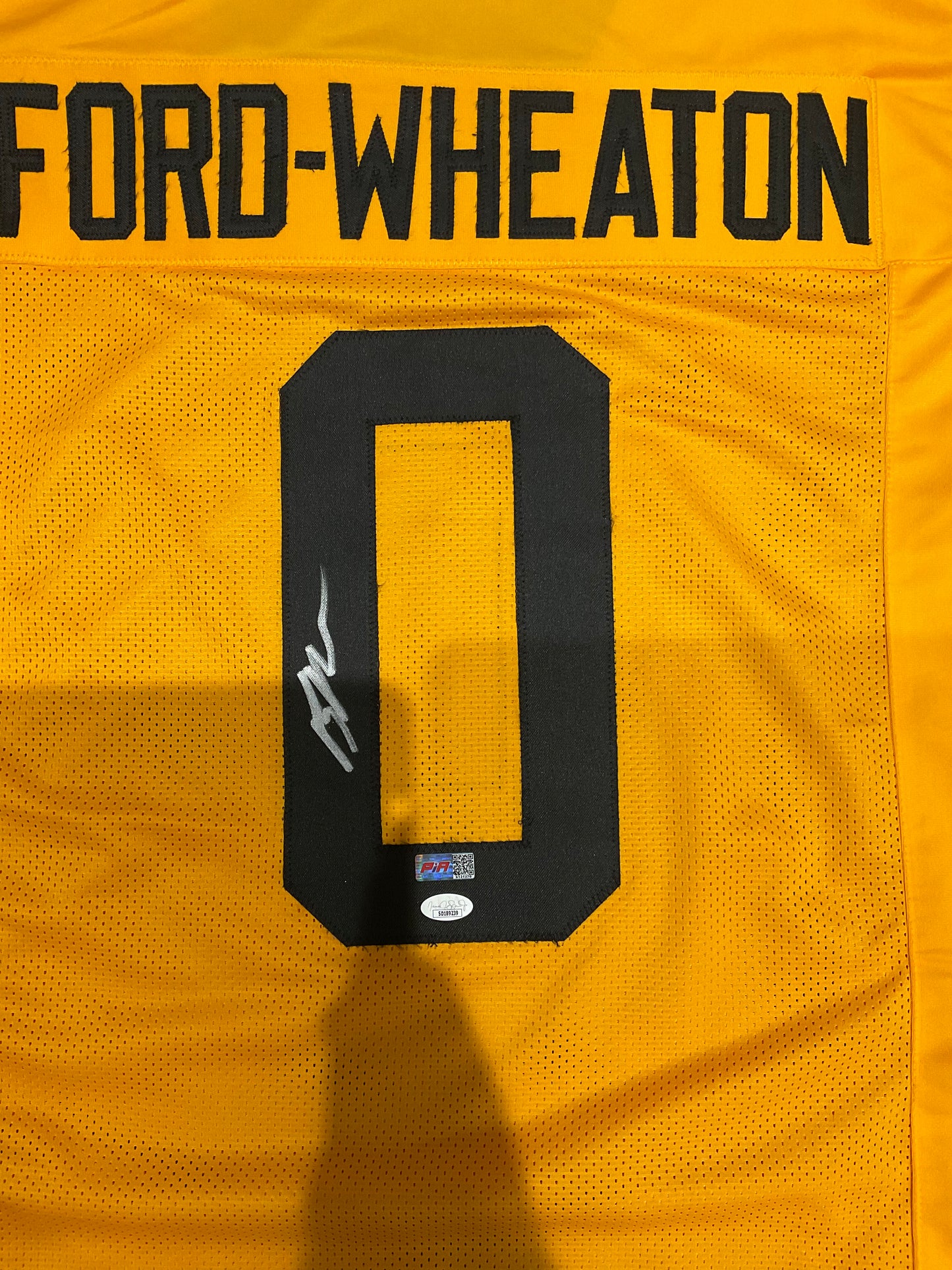Bryce Ford-Wheaton Custom West Virginia Autographed Football Yellow Jersey (JSA & PIA)