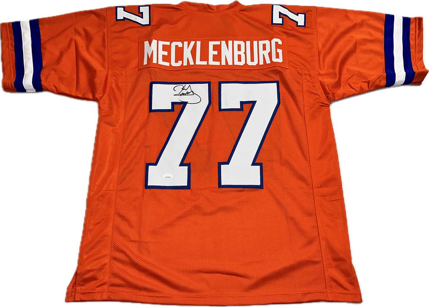 Karl Mecklenburg Custom Denver Autographed Football Jersey (PIA/JSA)