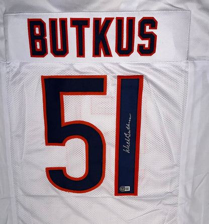 Dick Butkus Signed Custom Chicago White Jersey