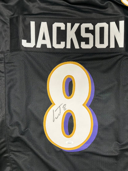 Lamar Jackson Custom Baltimore Black Autographed Football Jersey (JSA)