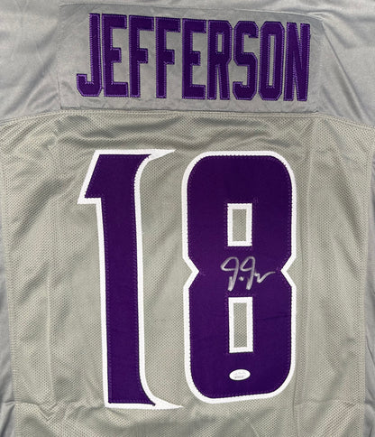 Justin Jefferson Signed Custom Grey Minnesota Football Jersey (JSA)