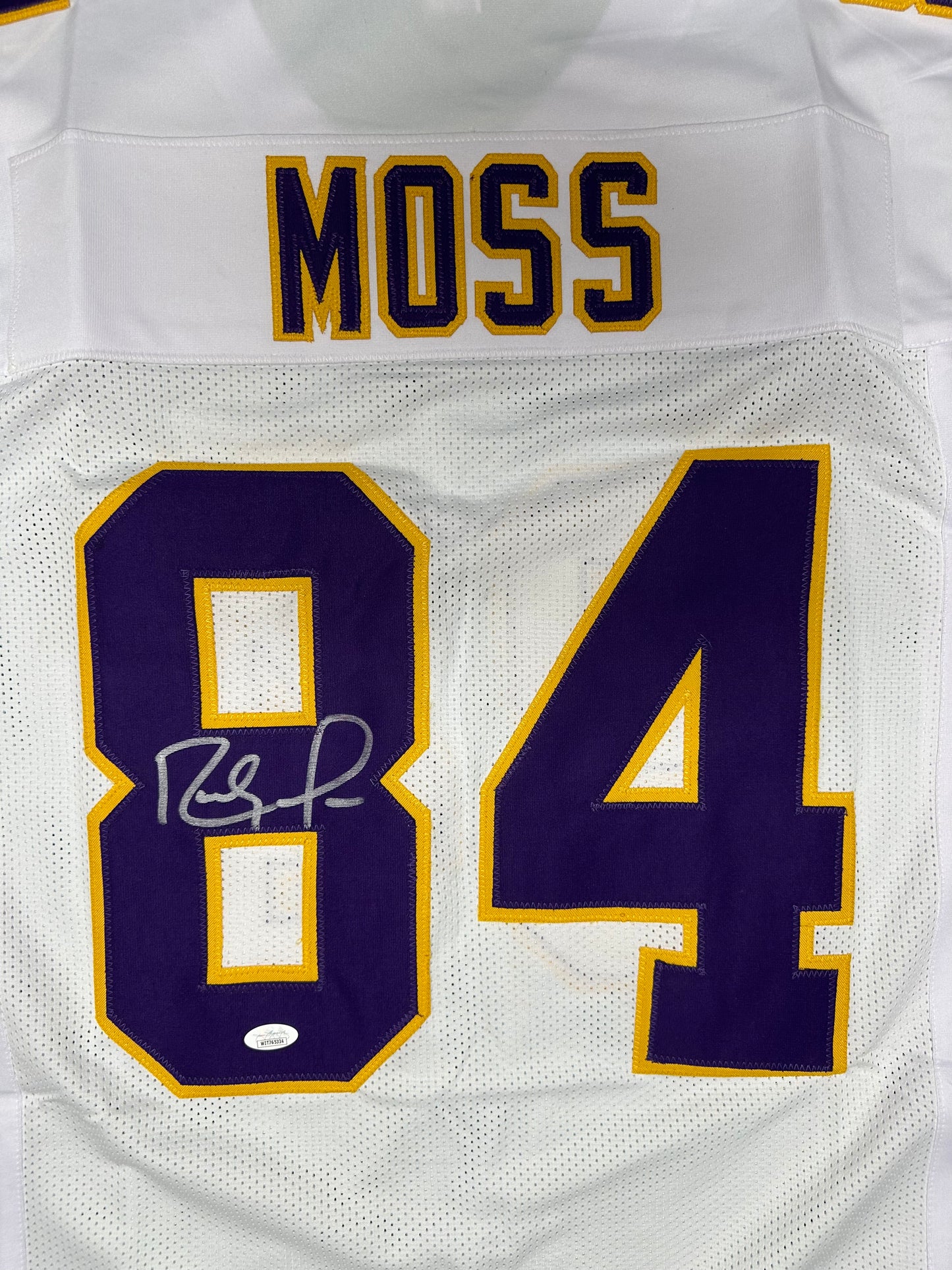 Randy Moss Autographed Minnesota White Custom Football Jersey (PIA/JSA)