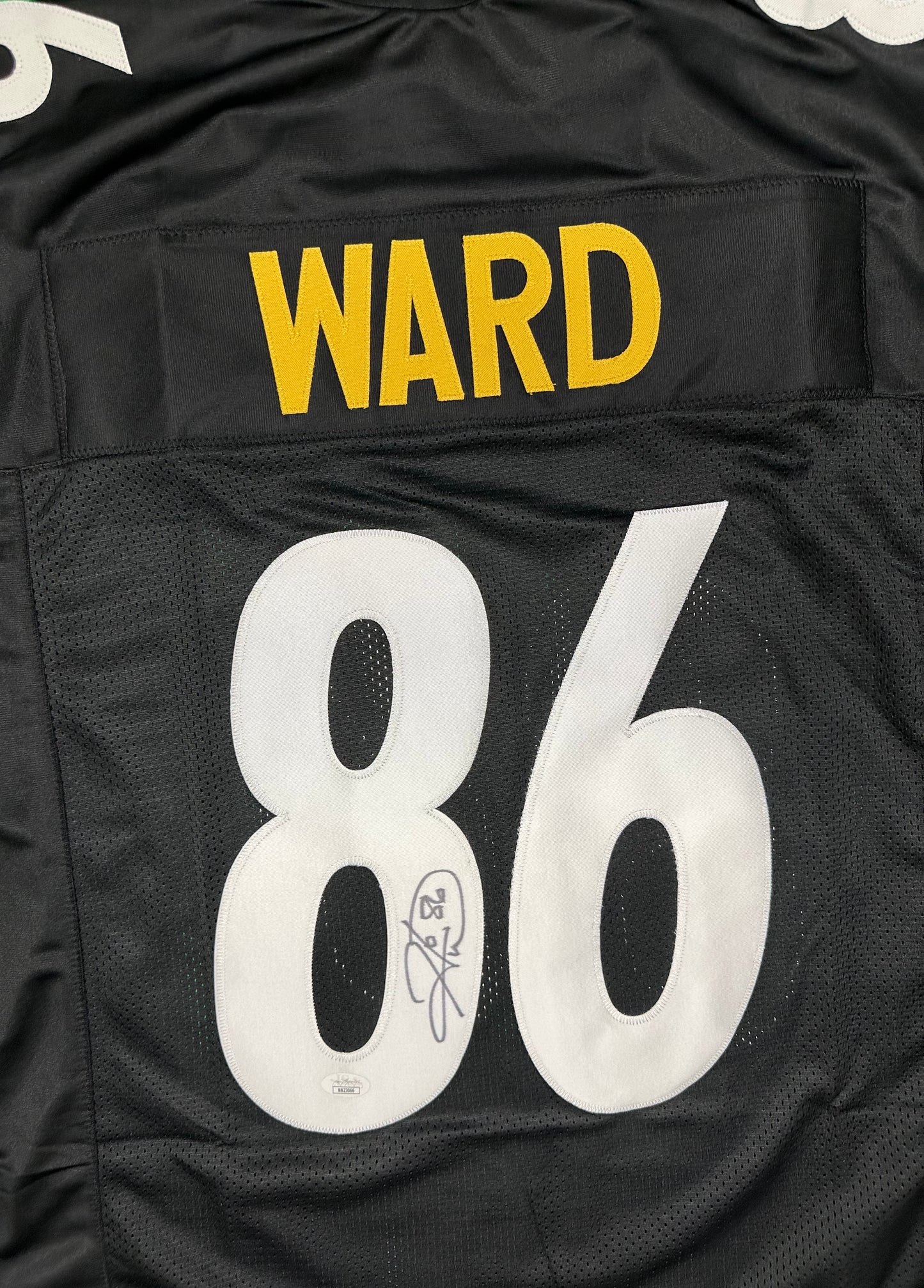 Hines Ward Autographed Custom Pittsburgh Black Football Jersey (JSA)